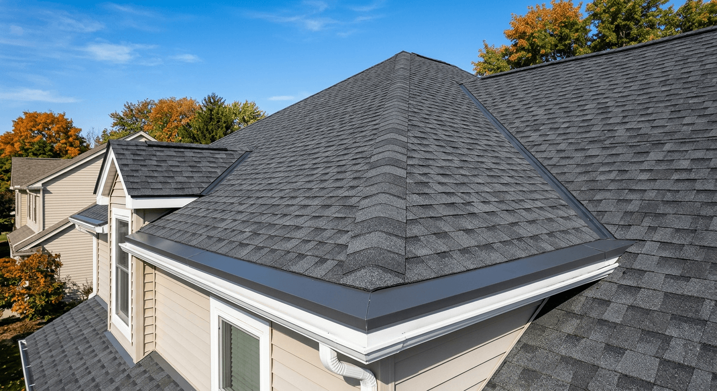 Illustrative image of a new shingle roof